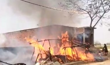 झोपड़ी में लगी आग गाय बछिया समेत लाखों का सामान जलकर राख