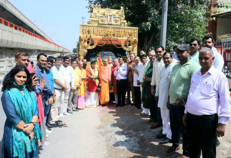 श्री हनुमद जन्मभूमि पंपाक्षेत्र किष्किंधा रथ यात्रा का नोएडा में हुआ स्वागत