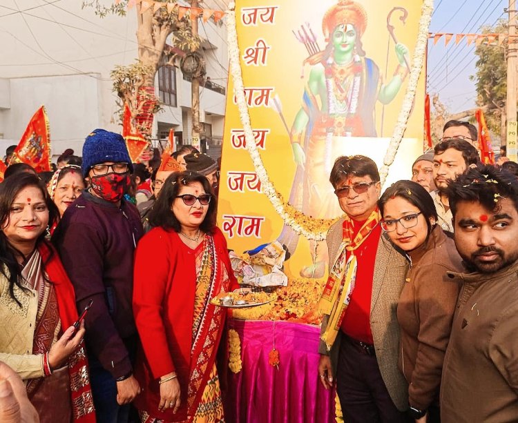 राम भक्तों द्वारा निकाली गई  श्रीराम शोभा यात्रा, संजय गोयल ने किया स्वागत