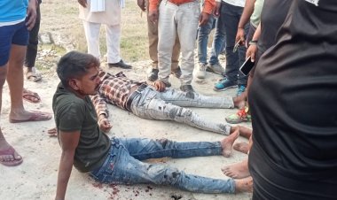 अनियंत्रित ट्रक के चपेट मे आने से मोटर साइकिल सवार दो घायल