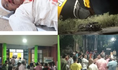 दो मोटर साइकिलों की टक्कर में वृद्ध की दर्दनाक मौत, भिड़ ने मोटर साइकिल को किया आग के हवाले